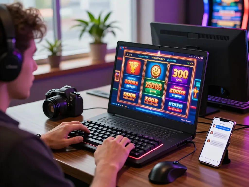 Player engaging with the online casino at https://nohu78.de.com showcasing vibrant gaming graphics.