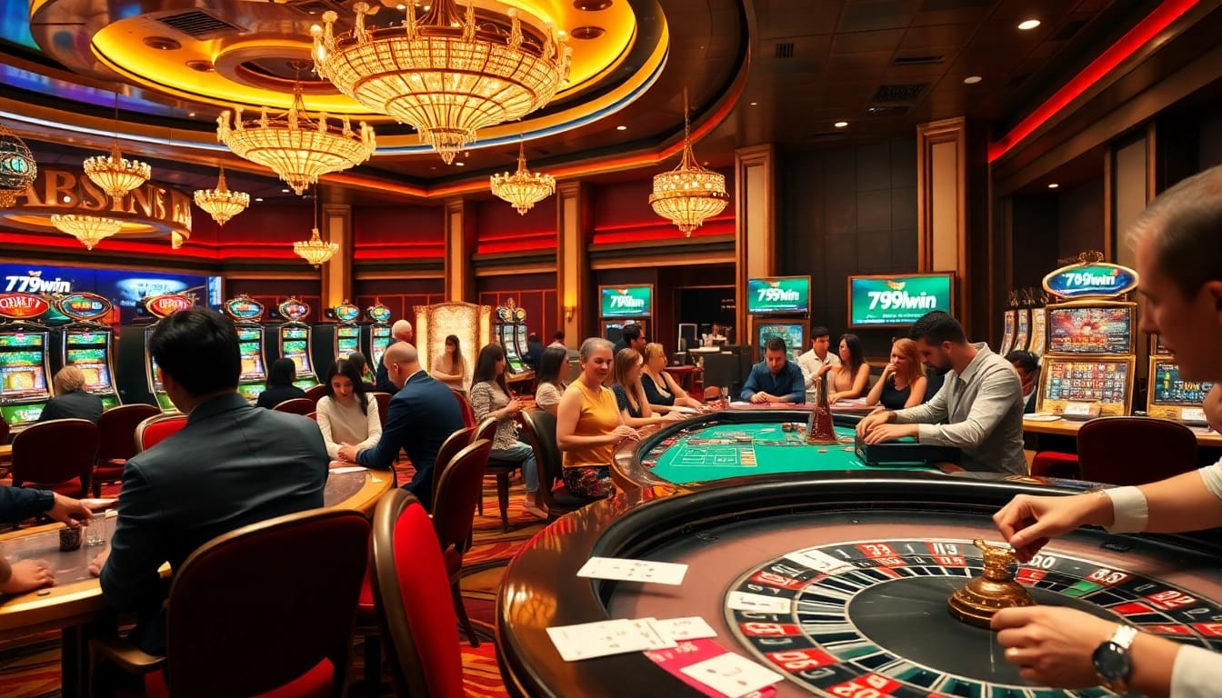 Experience the thrill of 789win casino with vibrant tables, chips, and engaging players.