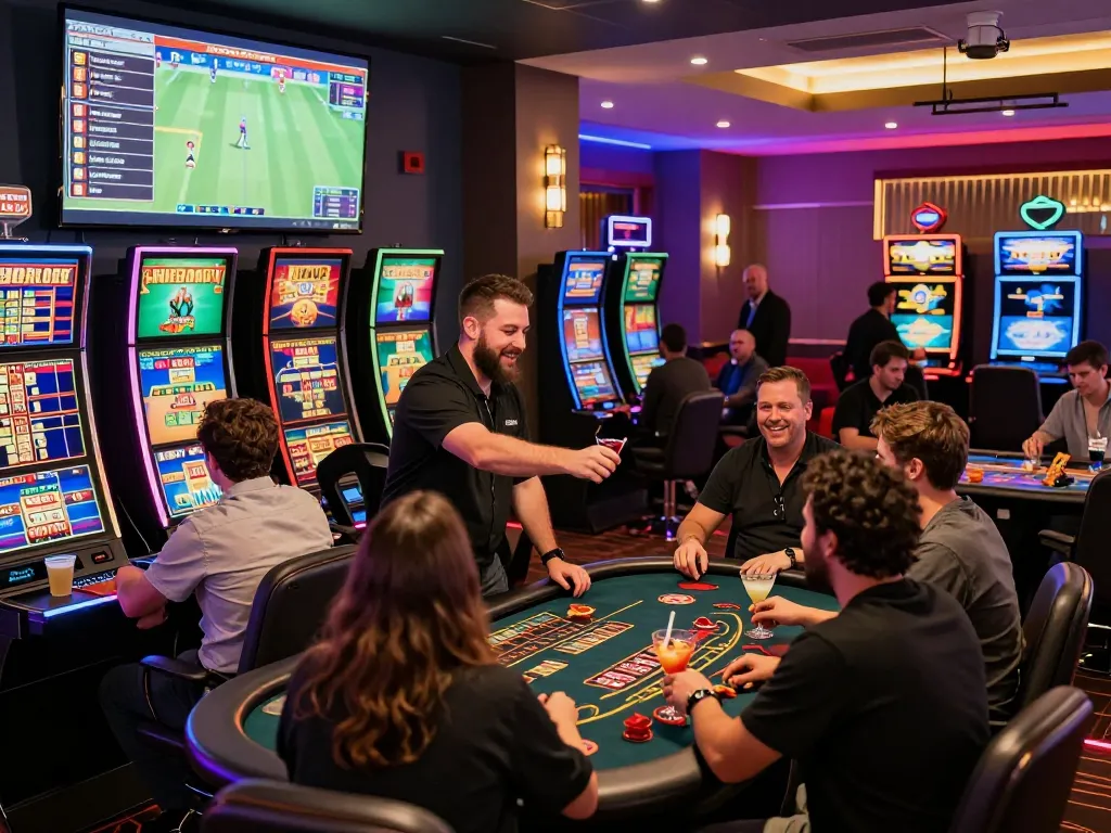 Exciting gaming scene featuring 555win players at an online casino tournament.