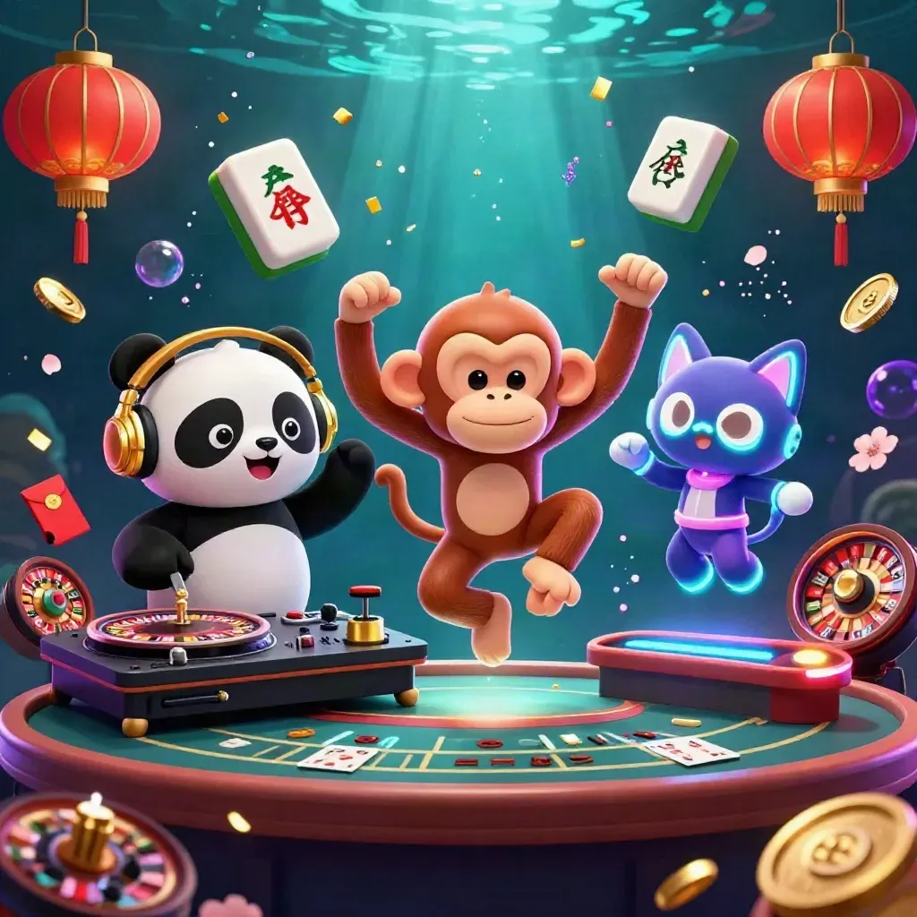 Panda DJ, scimmia e gattino rave tra fiches, lanterne e glow underwater