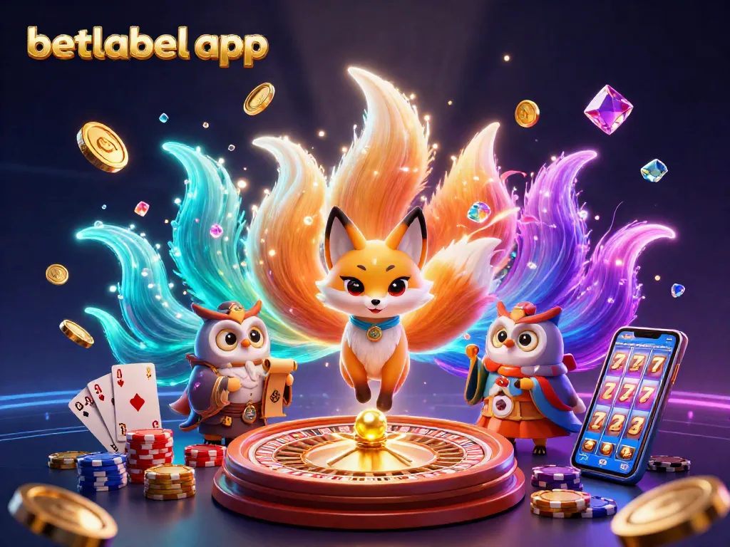 Experience the thrill of the betlabel app with a colorful 3D casino scene featuring vibrant gaming elements.