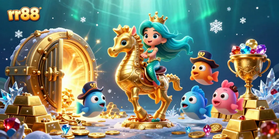 Experience rr88's captivating casino world with a magical mermaid in this vibrant illustration.