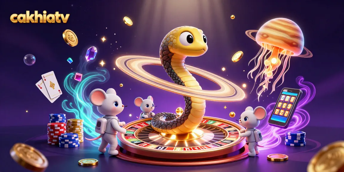 Experience thrilling bets with cakhiatv as astronaut mice gamble on the cosmic roulette wheel.